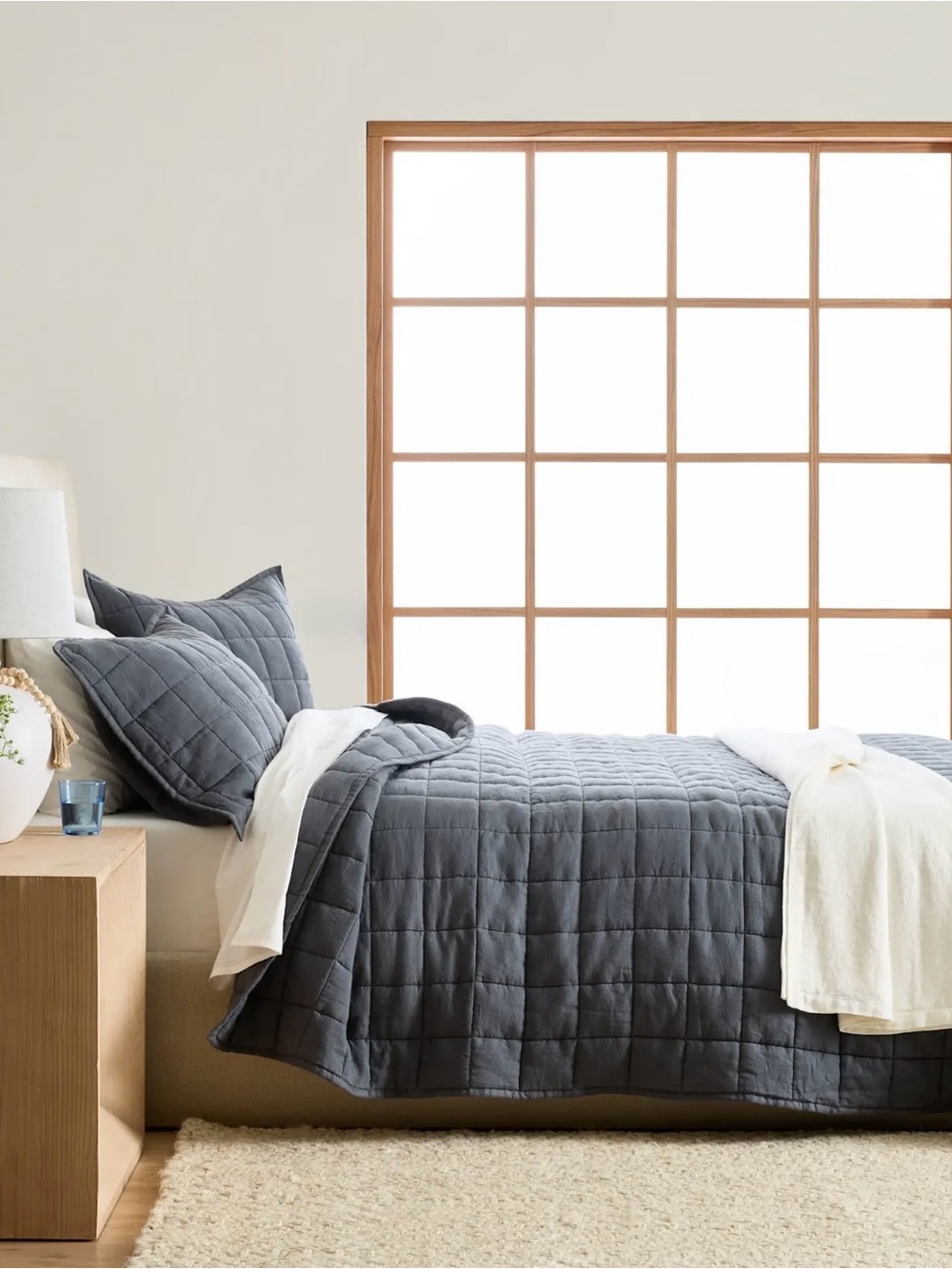 NWOT Quince European Linen Box Quilt in Nightfall King/CalKing Retail 184